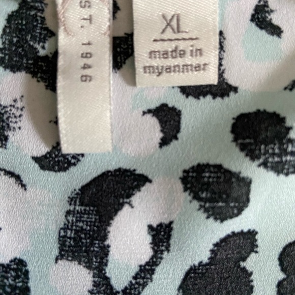 EST. 1946 Light Blue Leopard Black Lace Short Sleeve Blouse Size XL - Picture 5 of 7